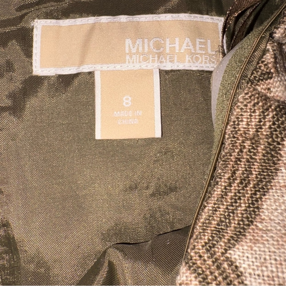 Michael Kors Strapless Brown Patterned Dress - image 5